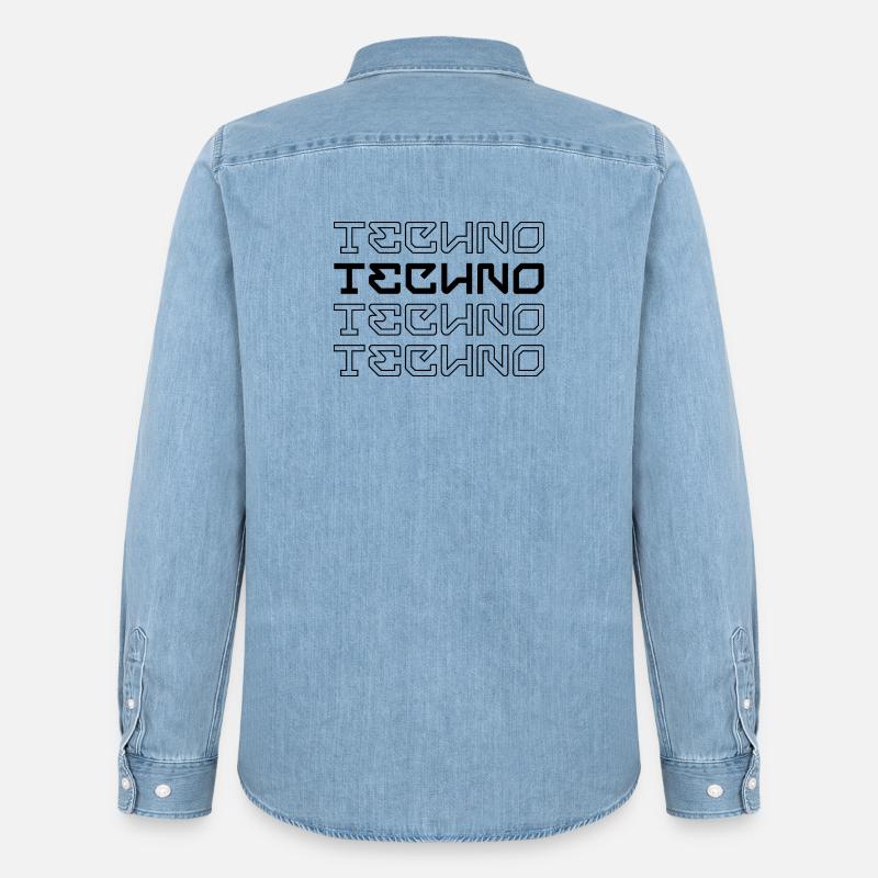 Techno-modernes Typografie-Logodesign - Männer Jeanshemd Organic von Stanley/Stella - verwaschenes Hellblau