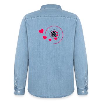 Love - Männer Jeanshemd Organic von Stanley/Stella - verwaschenes Hellblau - Hinten - AI Model Male 185 light (185cm)