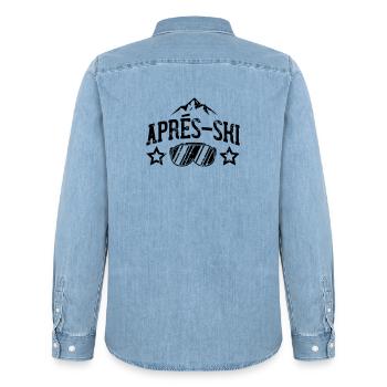 Apres Ski - Männer Jeanshemd Organic von Stanley/Stella - verwaschenes Hellblau - Hinten - AI Model Male 185 light (185cm)