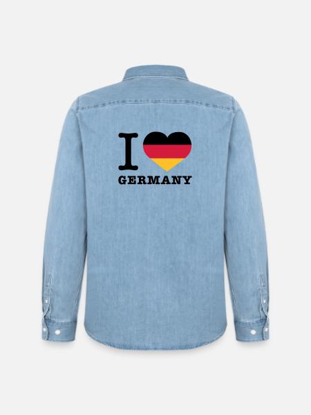 I love Germany - Männer Jeanshemd Organic von Stanley/Stella - verwaschenes Hellblau