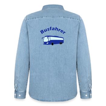 Busfahrer Design - Männer Jeanshemd Organic von Stanley/Stella - verwaschenes Hellblau - Hinten - AI Model Male 185 light (185cm)