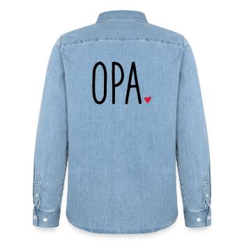 Opa Herz - Geschenk Enkel Liebe - Männer Jeanshemd Organic von Stanley/Stella - verwaschenes Hellblau - Hinten - AI Model Male 185 light (185cm)