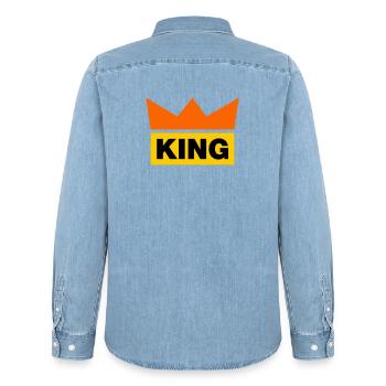 King / 3 Farben - Männer Jeanshemd Organic von Stanley/Stella - verwaschenes Hellblau - Hinten - AI Model Male 185 light (185cm)
