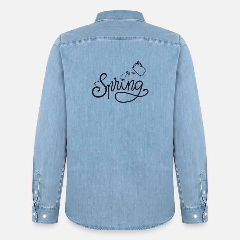 spring frühlingsbeginn garten gießen beet - Männer Jeanshemd Organic von Stanley/Stella - verwaschenes Hellblau