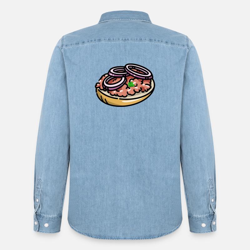 Comic Mettbrötchen Mett Hack Brötchen Zwiebeln - Männer Jeanshemd Organic von Stanley/Stella - verwaschenes Hellblau