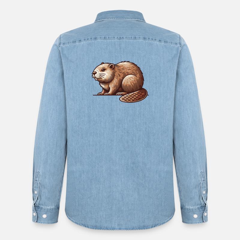 Biber - Männer Jeanshemd Organic von Stanley/Stella - verwaschenes Hellblau