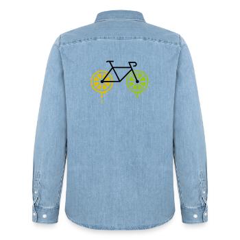 bike lemon - Männer Jeanshemd Organic von Stanley/Stella - verwaschenes Hellblau - Hinten - AI Model Male 185 light (185cm)