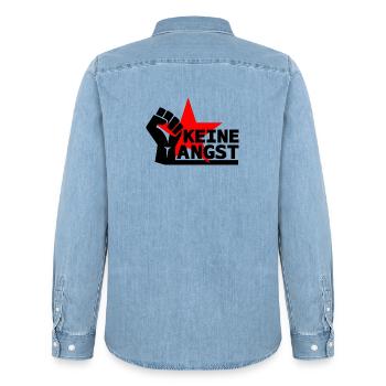 Widerstand - Keine Angst - Männer Jeanshemd Organic von Stanley/Stella - verwaschenes Hellblau - Hinten - AI Model Male 185 light (185cm)