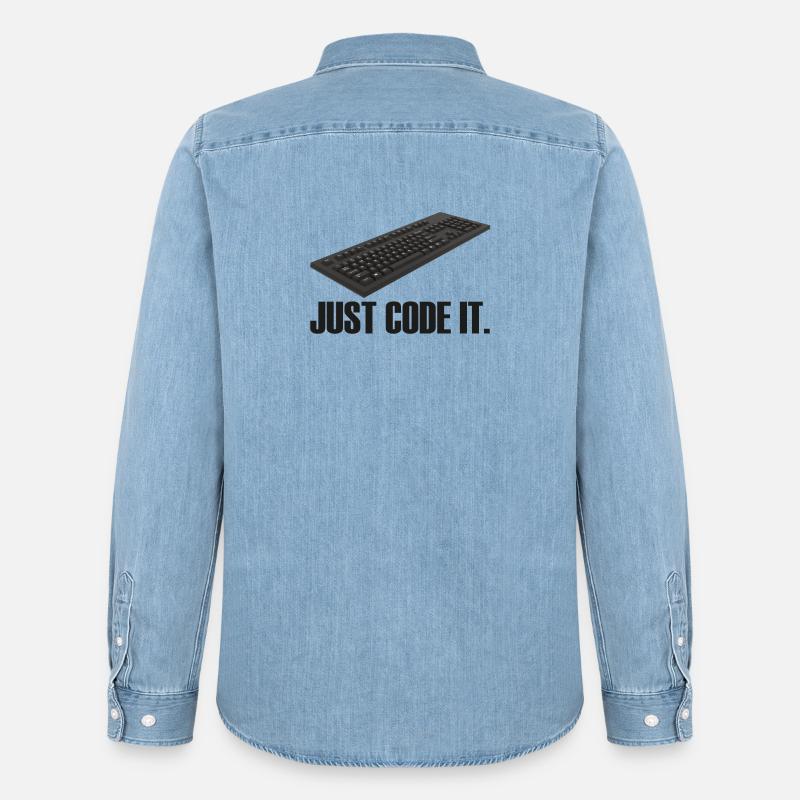 Il suffit de le coder - Chemise en denim homme bio Stanley/Stella - bleu clair délavé