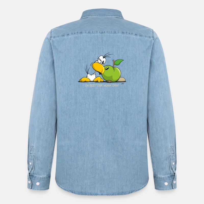 SITO - Da is(s)t der Wurm drin! - Männer Jeanshemd Organic von Stanley/Stella - verwaschenes Hellblau
