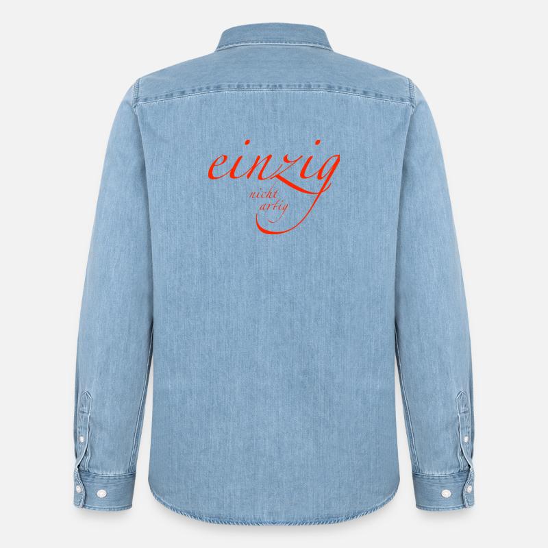 einzig - nicht artig - Männer Jeanshemd Organic von Stanley/Stella - verwaschenes Hellblau