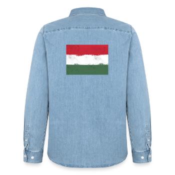 Drapeau de la Hongrie - Chemise en denim homme bio Stanley/Stella - bleu clair délavé - Dos - AI Model Male 185 light (185cm)