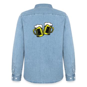 Beer Glass Beer Toast - Men’s Organic Denim Shirt by Stanley/Stella - light wash - Back - AI Model Male 185 light (185cm)