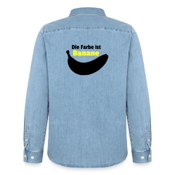 Farbe Banane - Männer Jeanshemd Organic von Stanley/Stella - verwaschenes Hellblau - Hinten - AI Model Male 185 light (185cm)