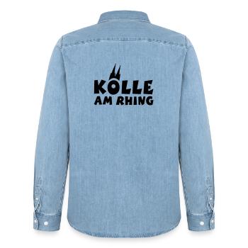 Köln am Rhein - Kölle am Rhing - Männer Jeanshemd Organic von Stanley/Stella - verwaschenes Hellblau - Hinten - AI Model Male 185 light (185cm)