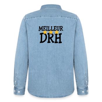 Meilleur DRH - Chemise en denim homme bio Stanley/Stella - bleu clair délavé - Dos - AI Model Male 185 light (185cm)