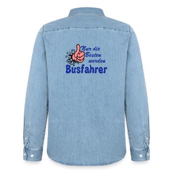 Busfahrer Bus Omnibus nur die besten (25) - Männer Jeanshemd Organic von Stanley/Stella - verwaschenes Hellblau - Hinten - AI Model Male 185 light (185cm)