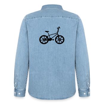 BMX Bike | BMX Bike | BMX Bike - Men’s Organic Denim Shirt by Stanley/Stella - light wash - Back - AI Model Male 185 light (185cm)