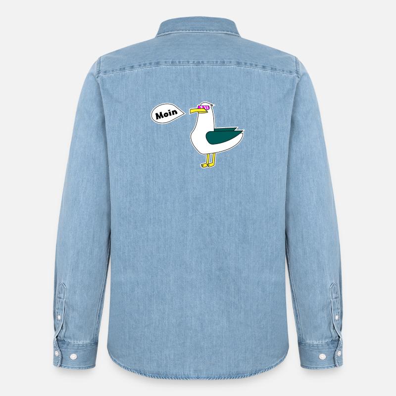 Möwe Moin - Männer Jeanshemd Organic von Stanley/Stella - verwaschenes Hellblau