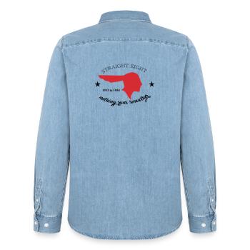 Straight Eight - Männer Jeanshemd Organic von Stanley/Stella - verwaschenes Hellblau - Hinten - AI Model Male 185 light (185cm)