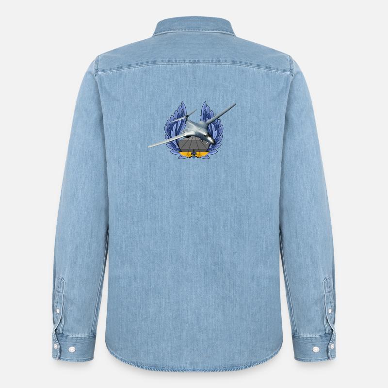 B-1B Lancer - Männer Jeanshemd Organic von Stanley/Stella - verwaschenes Hellblau