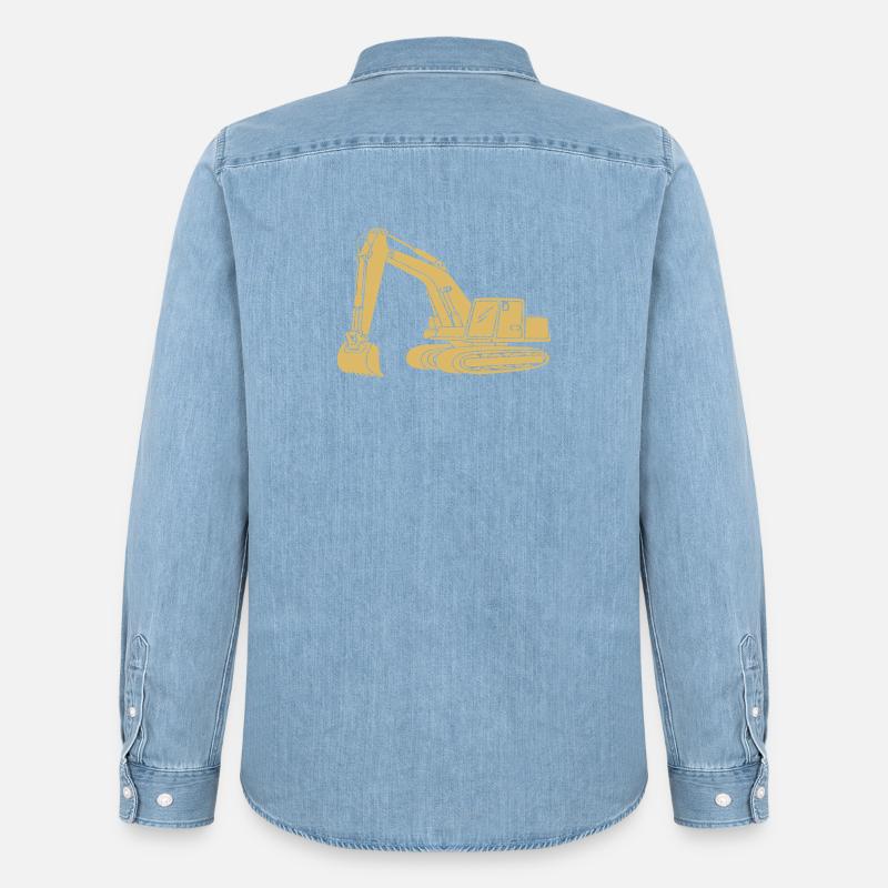 Baggerfahrer Silhouette - Baugeräteführer - Männer Jeanshemd Organic von Stanley/Stella - verwaschenes Hellblau