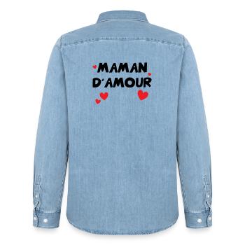Maman d'Amour - Muttertag - Männer Jeanshemd Organic von Stanley/Stella - verwaschenes Hellblau - Hinten - AI Model Male 185 light (185cm)