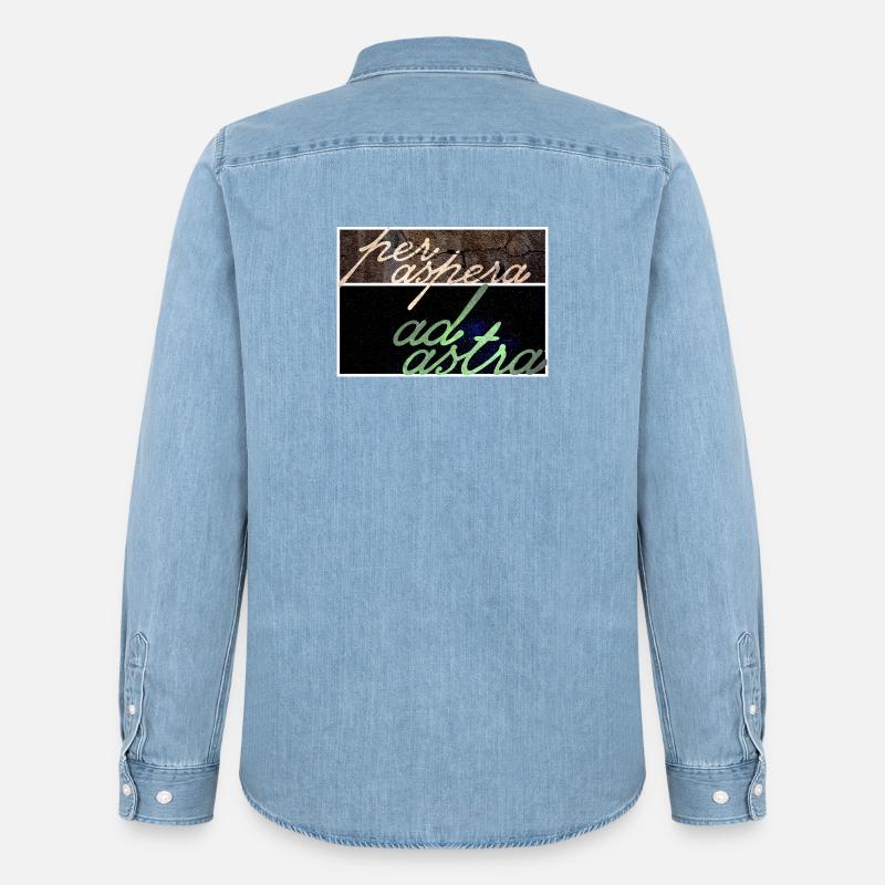 Per Aspera Ad Astra - Denimskjorte herre økologisk Stanley/Stella - blåvasket lyseblå