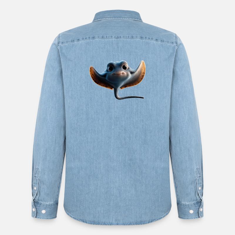 Manta Rochen Teufelsrochen Stachelrochen Taucher - Männer Jeanshemd Organic von Stanley/Stella - verwaschenes Hellblau
