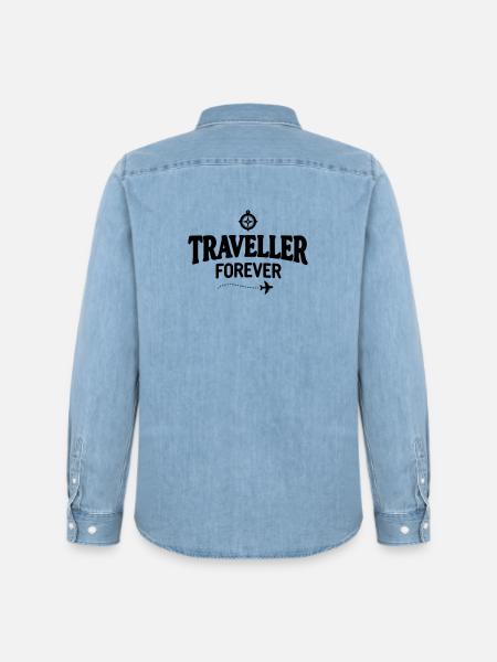 Reisender für immer - Traveller Forever - Men’s Organic Denim Shirt by Stanley/Stella - light wash