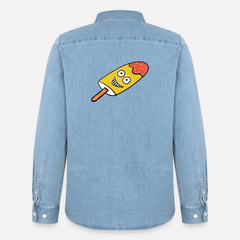 Fröhliches Zitronen-Eis Eiskrem Kinder  - Männer Jeanshemd Organic von Stanley/Stella - verwaschenes Hellblau