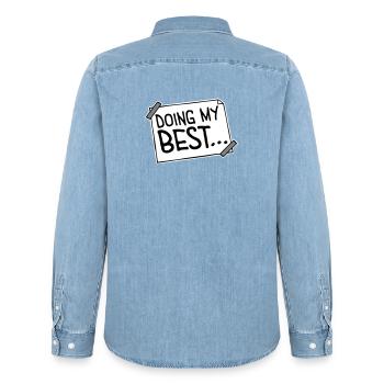 Doing My Best Funny Honest Motivational Saying - Men’s Organic Denim Shirt by Stanley/Stella - light wash - Back - AI Model Male 185 light (185cm)