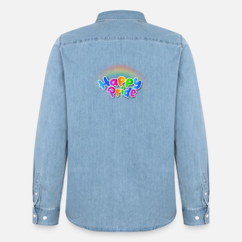 Happy Pride Rainbow Tippfehler - Männer Jeanshemd Organic von Stanley/Stella - verwaschenes Hellblau