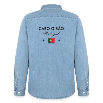 Cabo Girao Portugal Koordinaten Reise Souvenir - Männer Jeanshemd Organic von Stanley/Stella - verwaschenes Hellblau - Hinten - AI Model Male 185 light (185cm)