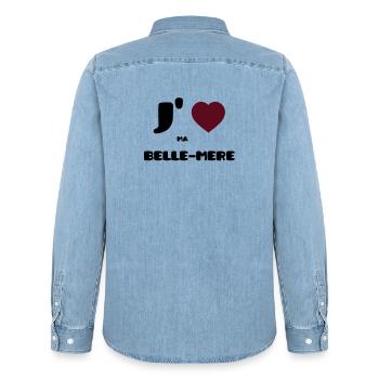 Ich liebe meine Mutter (V) - Männer Jeanshemd Organic von Stanley/Stella - verwaschenes Hellblau - Hinten - AI Model Male 185 light (185cm)