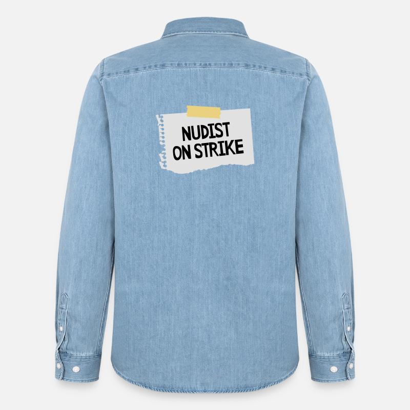 Nudist on strike - Männer Jeanshemd Organic von Stanley/Stella - verwaschenes Hellblau