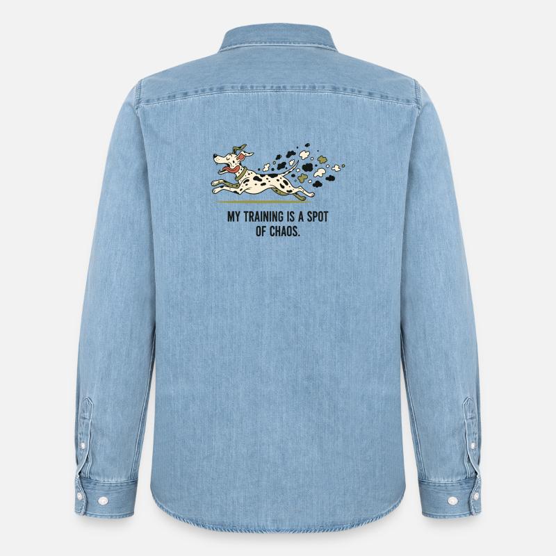Mein Training ist ein Fleckchen Chaos - Männer Jeanshemd Organic von Stanley/Stella - verwaschenes Hellblau