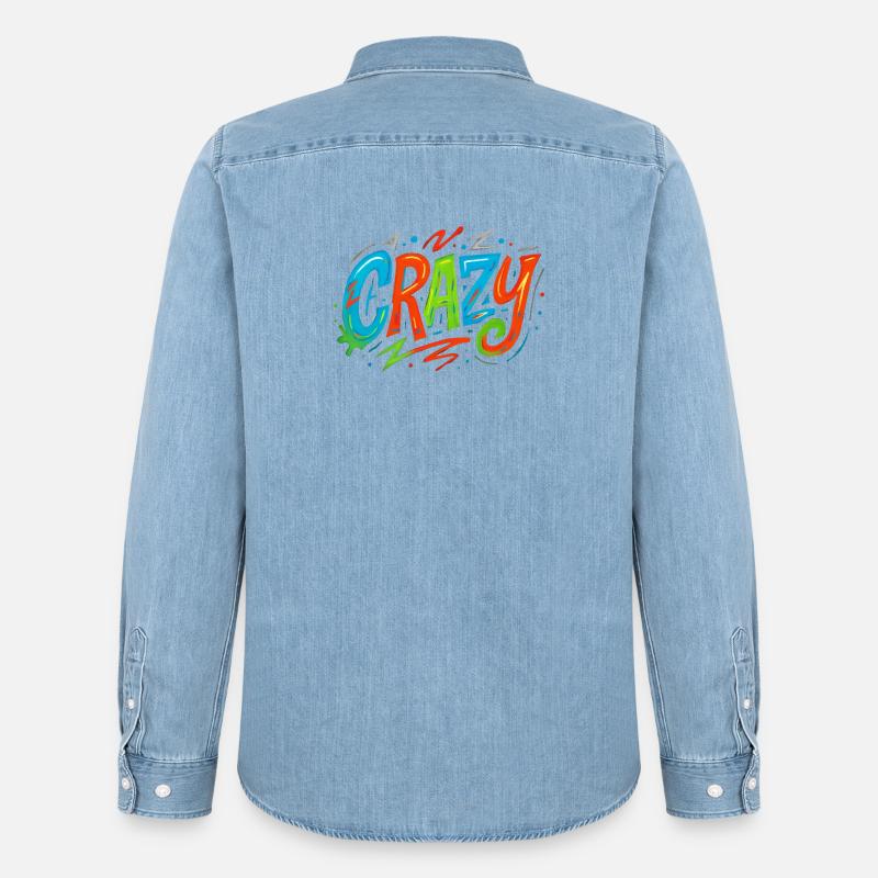 Graffiti Crazy Farbexplosion - Männer Jeanshemd Organic von Stanley/Stella - verwaschenes Hellblau