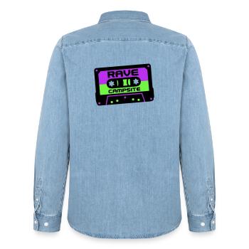 Rave Cassette Festival Logo - Men’s Organic Denim Shirt by Stanley/Stella - light wash - Back - AI Model Male 185 light (185cm)