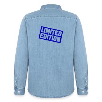 Limitierte Sternedition Druck - Männer Jeanshemd Organic von Stanley/Stella - verwaschenes Hellblau - Hinten - AI Model Male 185 light (185cm)