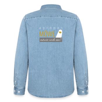 apropos Möwe - möwie noch een? - Männer Jeanshemd Organic von Stanley/Stella - verwaschenes Hellblau - Hinten - AI Model Male 185 light (185cm)
