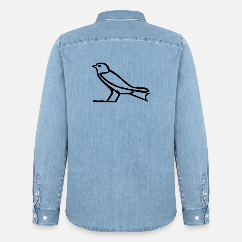 Vogel-Hieroglyphe - Männer Jeanshemd Organic von Stanley/Stella - verwaschenes Hellblau