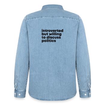 Politik - Männer Jeanshemd Organic von Stanley/Stella - verwaschenes Hellblau - Hinten - AI Model Male 185 light (185cm)