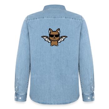 Süße Fledermaus Sonnenbrille cool Halloween lustig - Männer Jeanshemd Organic von Stanley/Stella - verwaschenes Hellblau - Hinten - AI Model Male 185 light (185cm)