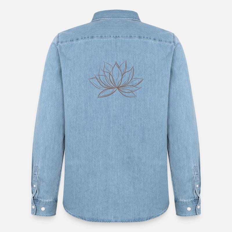 fiore di loto - Camicia in denim uomo bio di Stanley/Stella - azzurro chiaro slavato