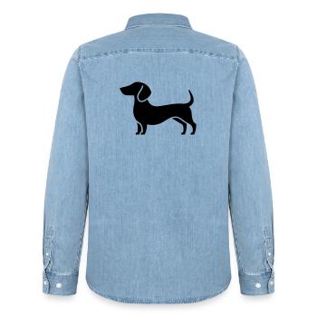 Dackel - Männer Jeanshemd Organic von Stanley/Stella - verwaschenes Hellblau - Hinten - AI Model Male 185 light (185cm)
