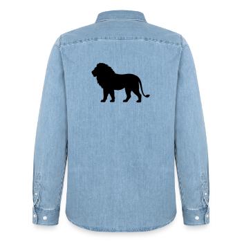 Löwe - Männer Jeanshemd Organic von Stanley/Stella - verwaschenes Hellblau - Hinten - AI Model Male 185 light (185cm)