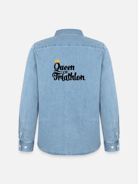 Queen of Triathlon - Men’s Organic Denim Shirt by Stanley/Stella - light wash