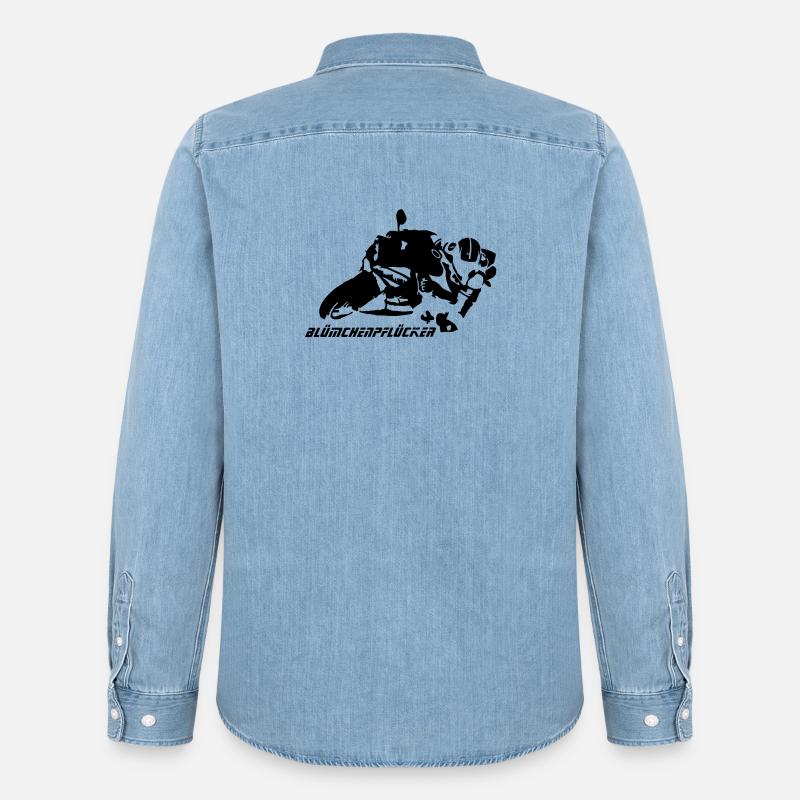 Blümchen-Pflücker Hanging off - Männer Jeanshemd Organic von Stanley/Stella - verwaschenes Hellblau