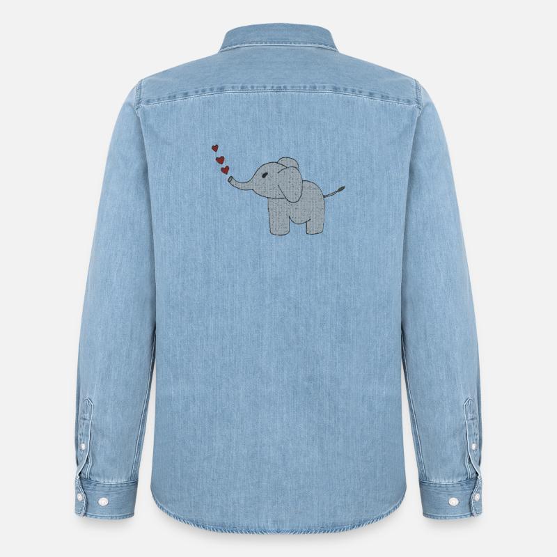 elefant gewebe mit herzen - Männer Jeanshemd Organic von Stanley/Stella - verwaschenes Hellblau